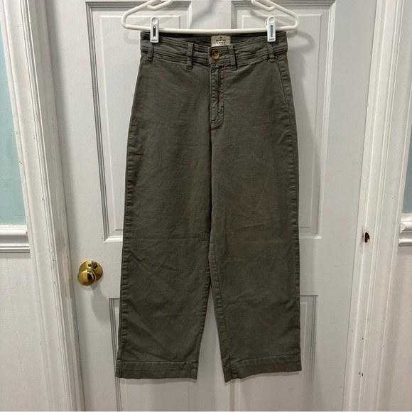 Marine Layer Denim - Marine Layer Women’s Bridget Crop Pant Size 4, Dusty Olive Style 14650 Wide Leg